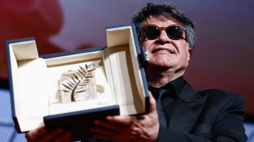 Jafar Panahi receiving the Palme d'Or for his film It Was Just an Accident