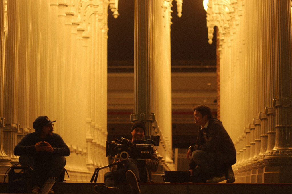 Filmmaker Marcus Chan on set